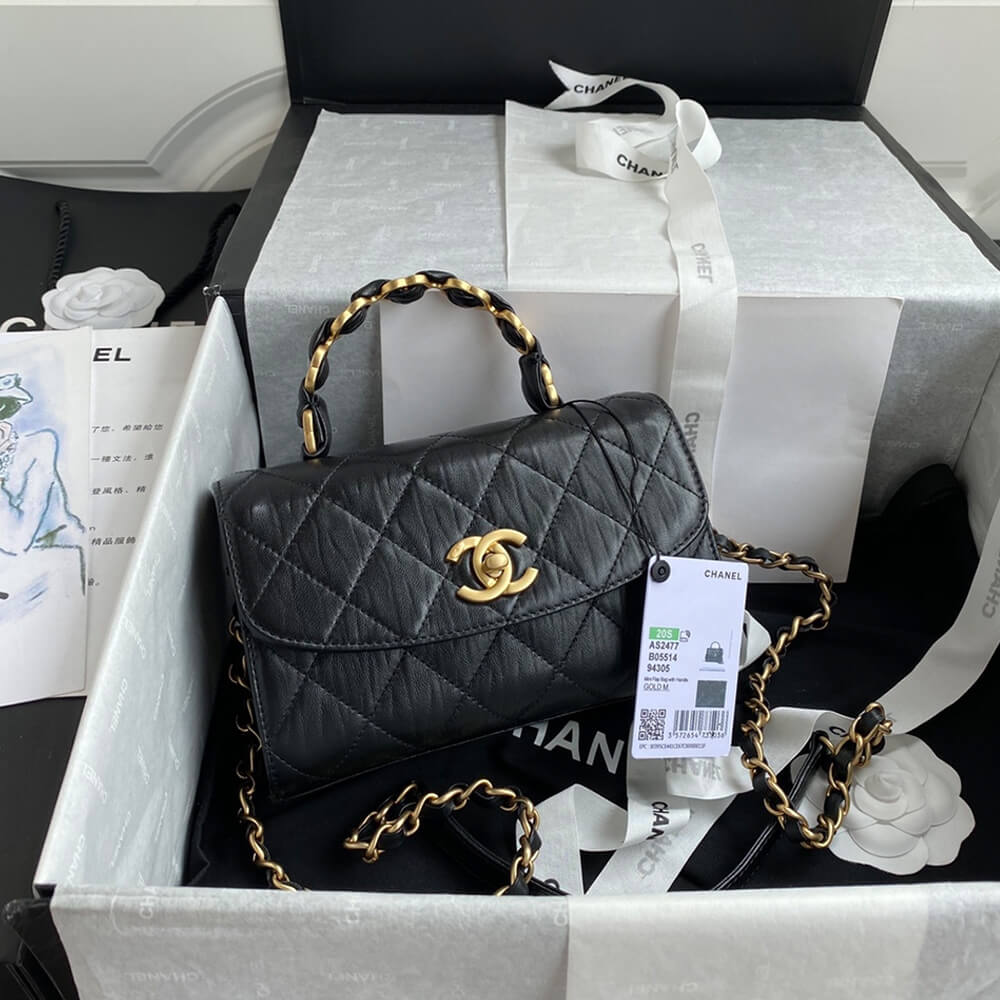 Ch*el mini flap bag with top handle